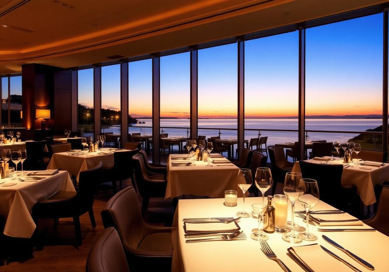 Fine dining restaurant with sea view